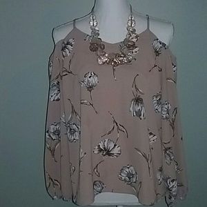 Floral Blouse w/ Cut-out Shoulders